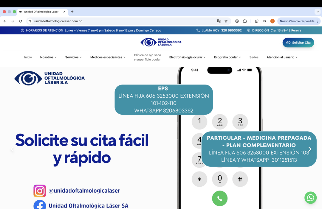 Unidad oftalmológica laser